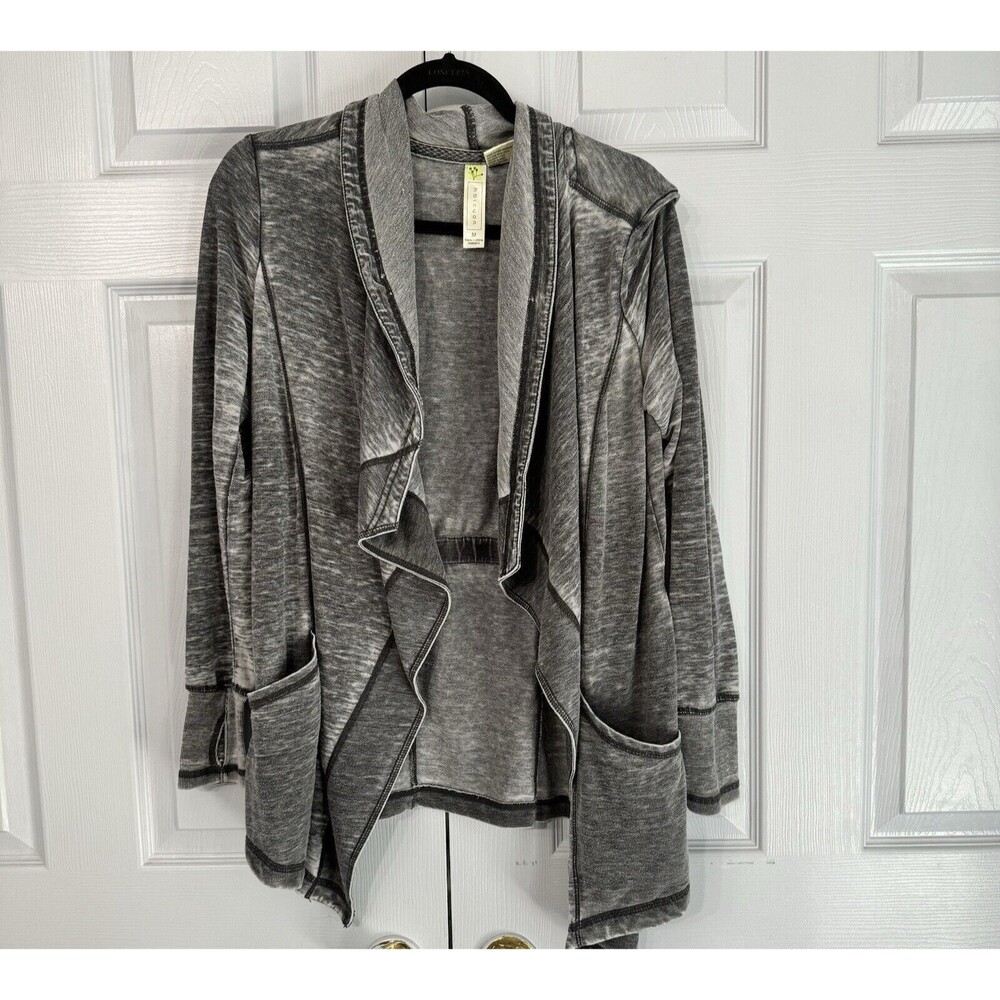 Halcyon Women's Med Burnout Open Front Long Sleeve‎ Jacket Boho Lagenlook Grunge